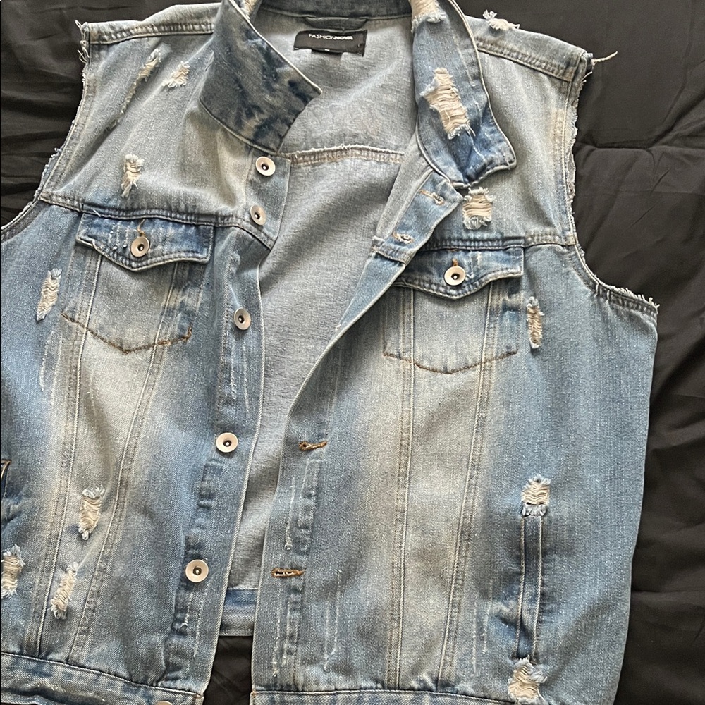 Distressed Denim Vest